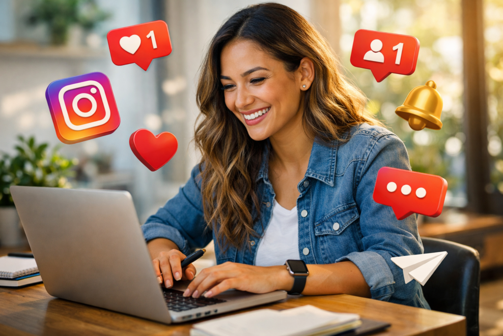 humanizar texto de IA para Instagram - pessoa criando conteúdo autêntico