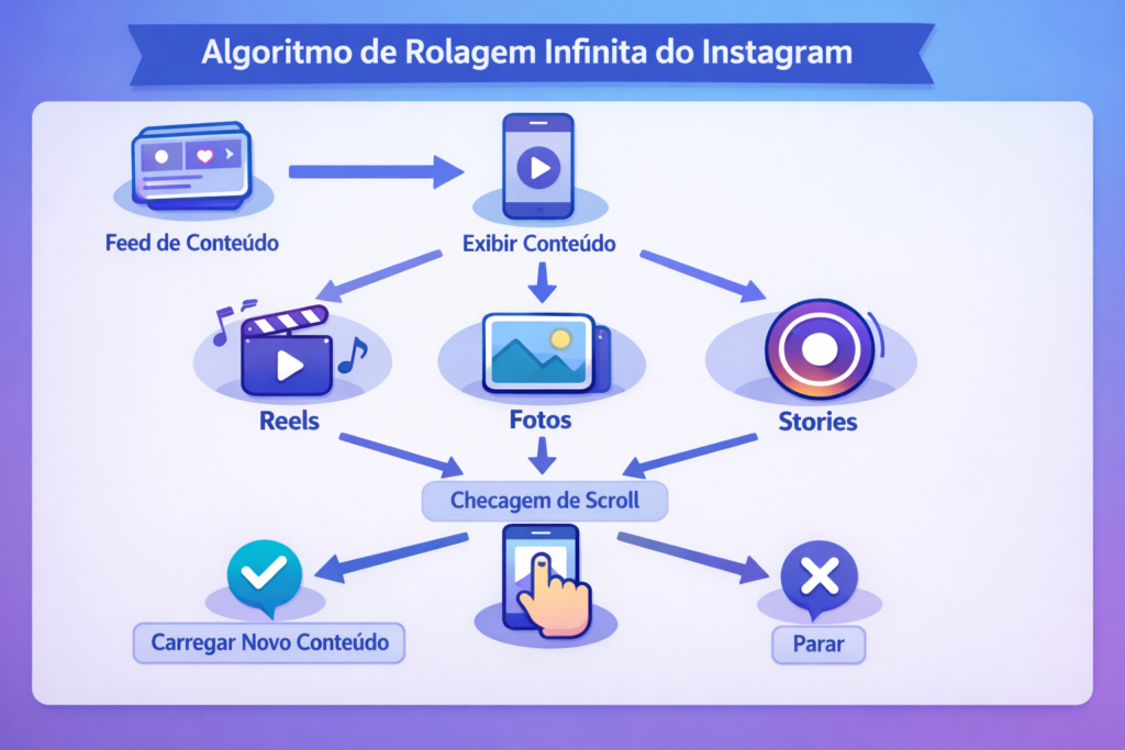 Diagrama Algoritmo Instagram scroll infinito 