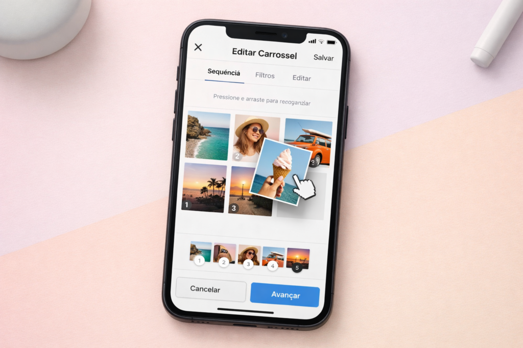 reorganizar fotos em posts já publicados no Instagram