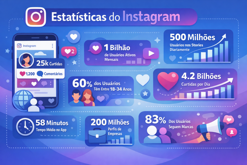 estatísticas do Instagram em infográfico com números e gráficos