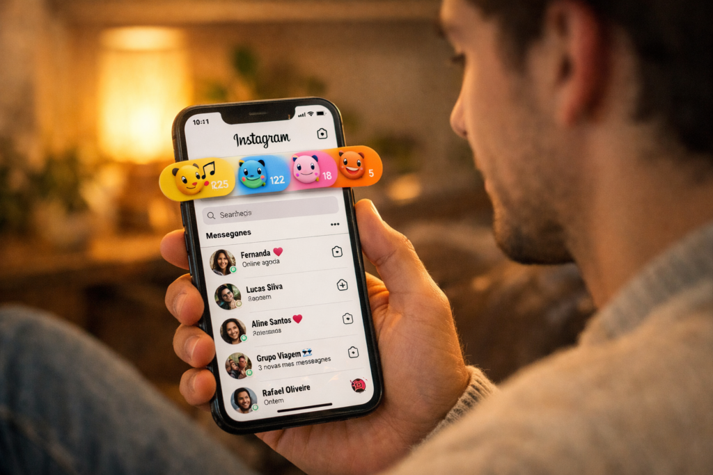 Pessoa usando Instagram para criar Pokémon nas Notas do Instagram