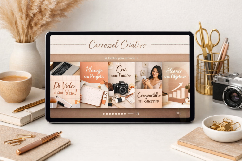 tela plana de um mockup de carrossel do Instagram