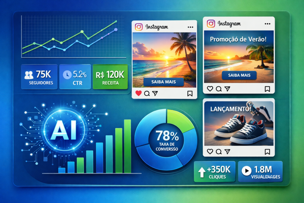 Dashboard de análise de dados e anúncios no Instagram com IA