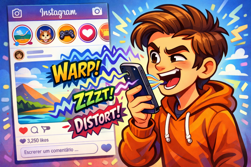 criador de conteúdo distorcendo voz para enviar no Instagram Direct