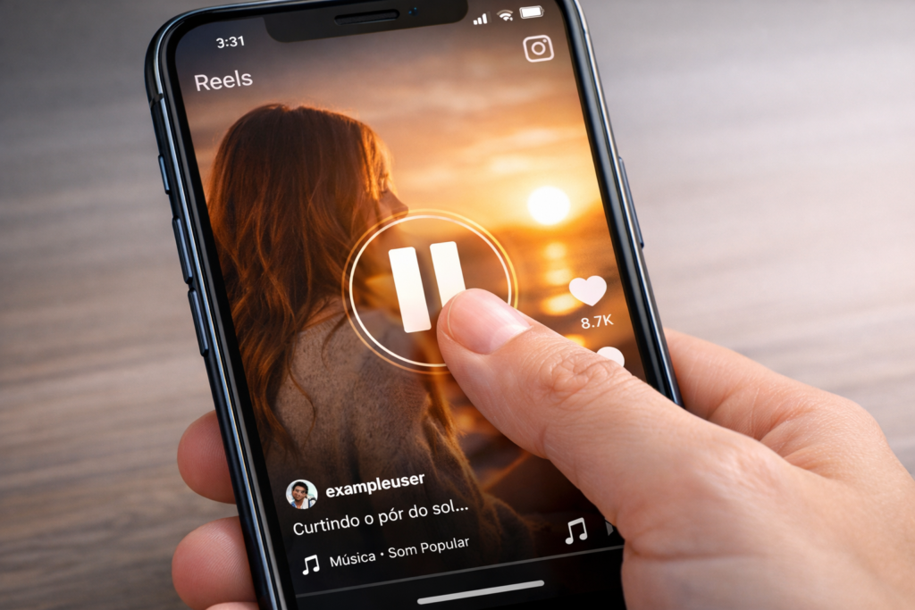 Close de um dedo tocando a tela de um smartphone 