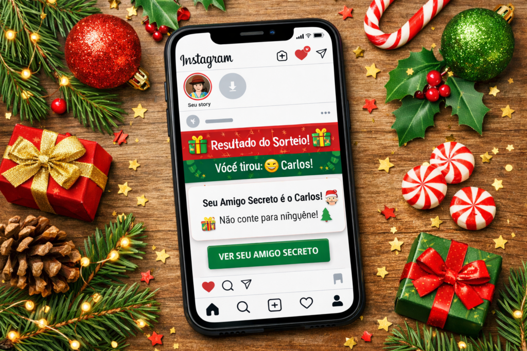 Sorteio de amigo secreto no Instagram pelo celular