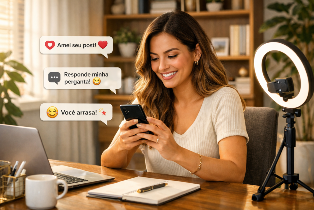 criador de conteúdo interagindo com seguidores no Instagram