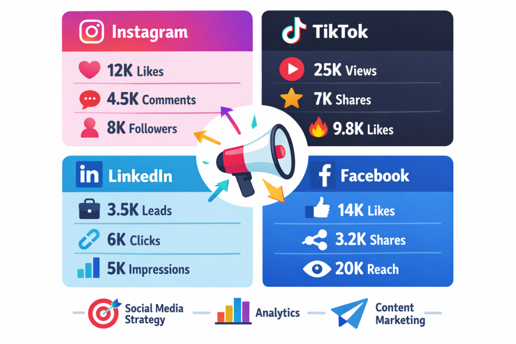 infográfico mostrando diferentes plataformas de mídia social