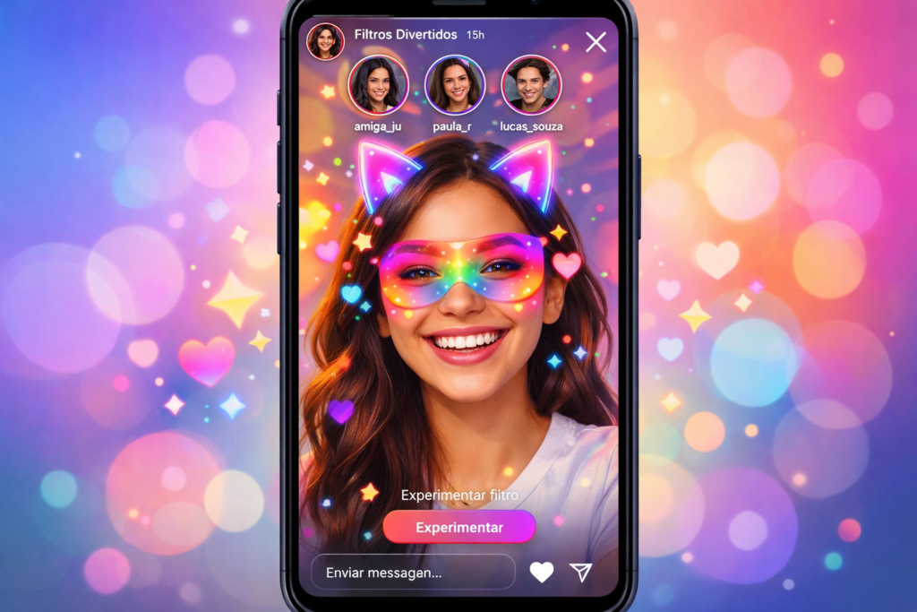 como usar filtros do Instagram em Stories com efeitos coloridos