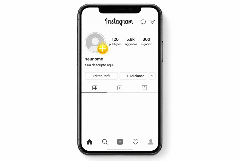  Instagram Plus tela do aplicativo com badge premium dourado