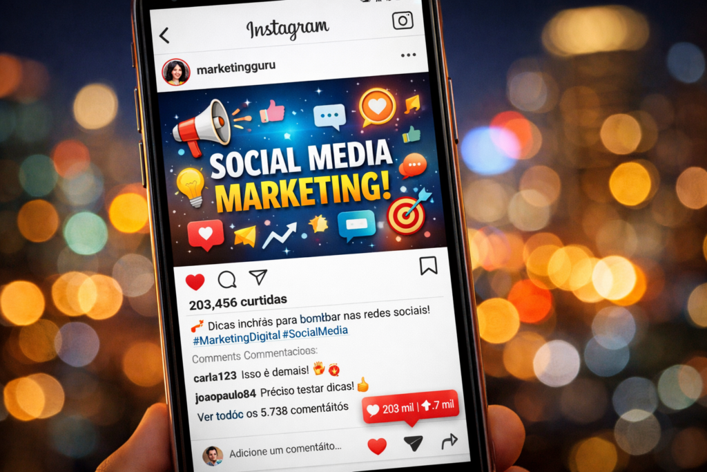 criadora de conteúdo construindo marca pessoal global no Instagram com mapa mundi ao fundo