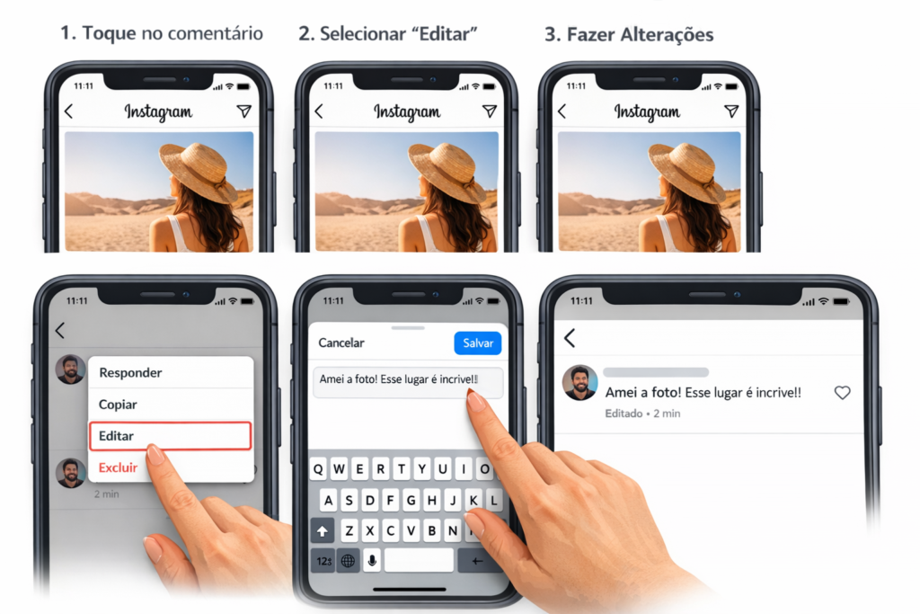 processo de edição de um comentário
