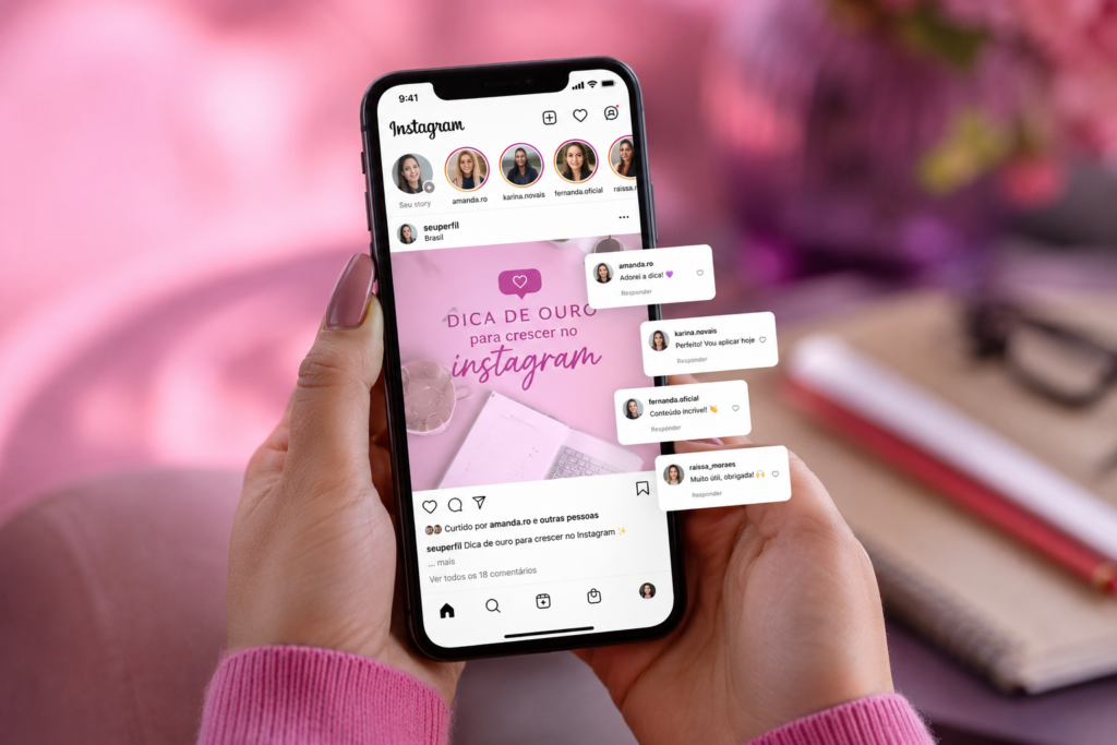 conteúdo que gera comentários no Instagram em smartphone com notificações