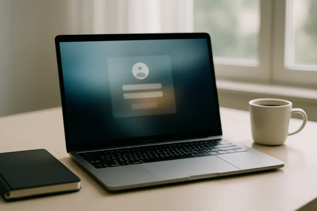 Notebook aberto para alterar a senha do Instagram pelo navegador