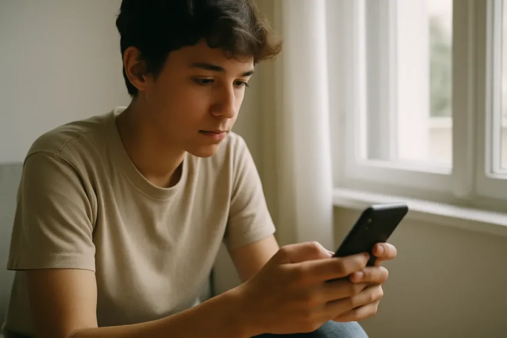 Pessoa mexendo no celular para ocultar curtidas no Instagram e ter mais privacidade