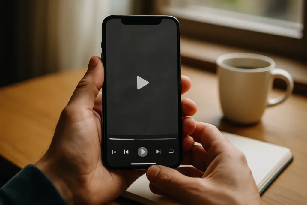 Pessoa segurando celular para baixar vídeos do Instagram