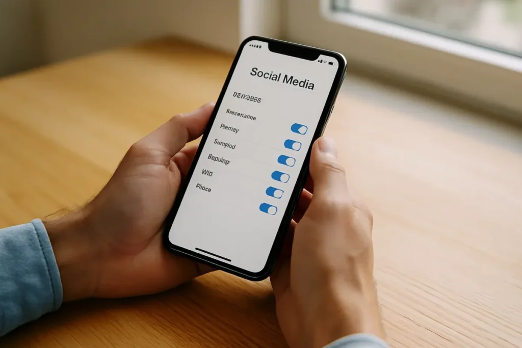 Pessoa usando o celular para mudar a senha do Instagram nas configurações do aplicativo