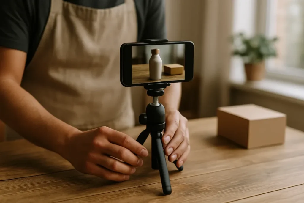 Gravação de vídeo vertical para criativo de campanha paga